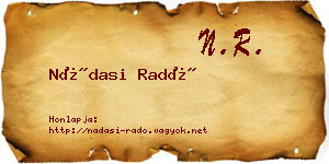 Nádasi Radó névjegykártya